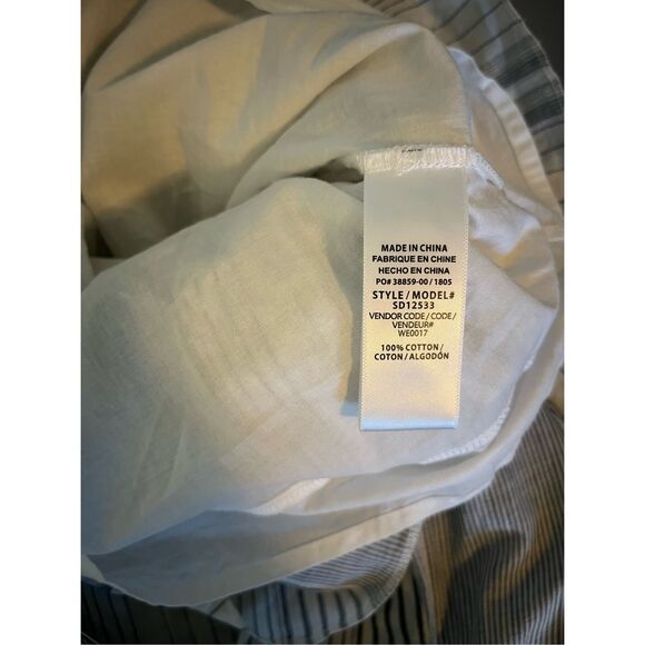 Splendid Blue White Striped Cotton Lined Long Sleeve Smocked Waist Dress Small‎ - Picture 4 of 5